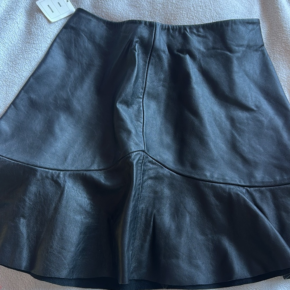 Urban Outfitters Black Leather Flounce Skirt